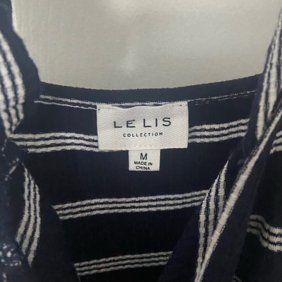 Navy Striped Ruffled Mini Dress - Picture 6 of 6